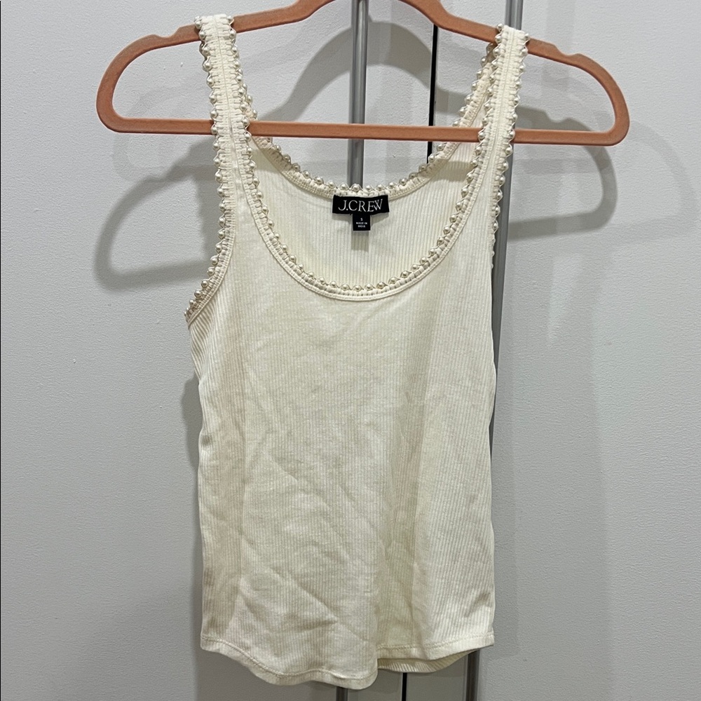 J. Crew Ivory Embellished Tank Top